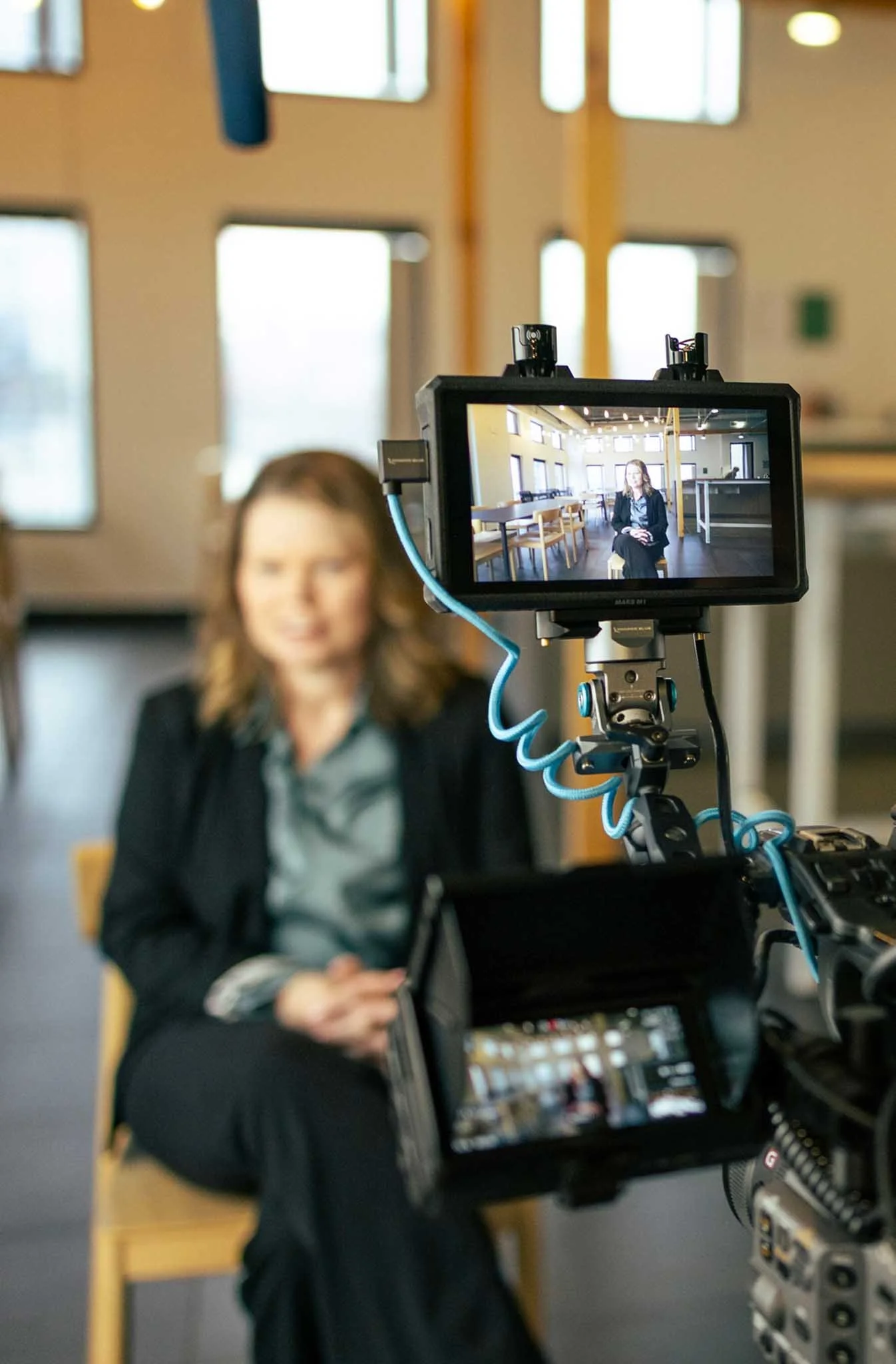 Bunker Hill Media filming an interview-driven video production on location in Cambridge, Massachusetts.