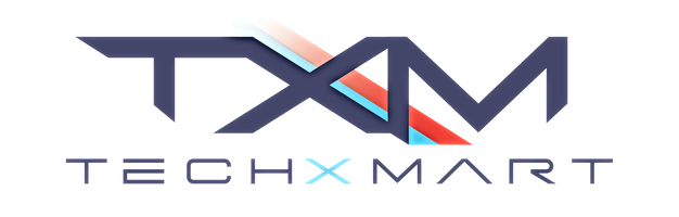 TXM TechXMar 2023 logo with stylized text and red and blue lines.