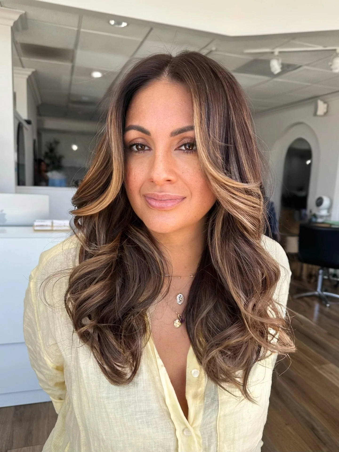 ✨ Seamless dimension + soft movement ✨
Custom balayage and layered cut designed to enhance her natural tones and frame the face beautifully.
Healthy shine, effortless style &mdash; always the goal. 💫

Color @matrix 
Styled with @pureology 
Styling t