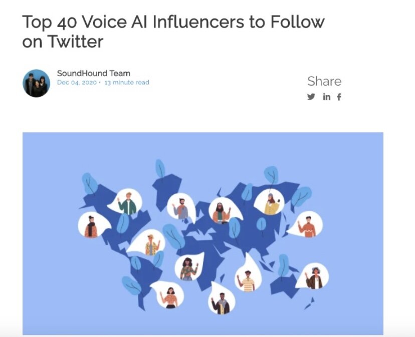 In The News | Top 40 Voice AI Influencers to Follow on Twitter
