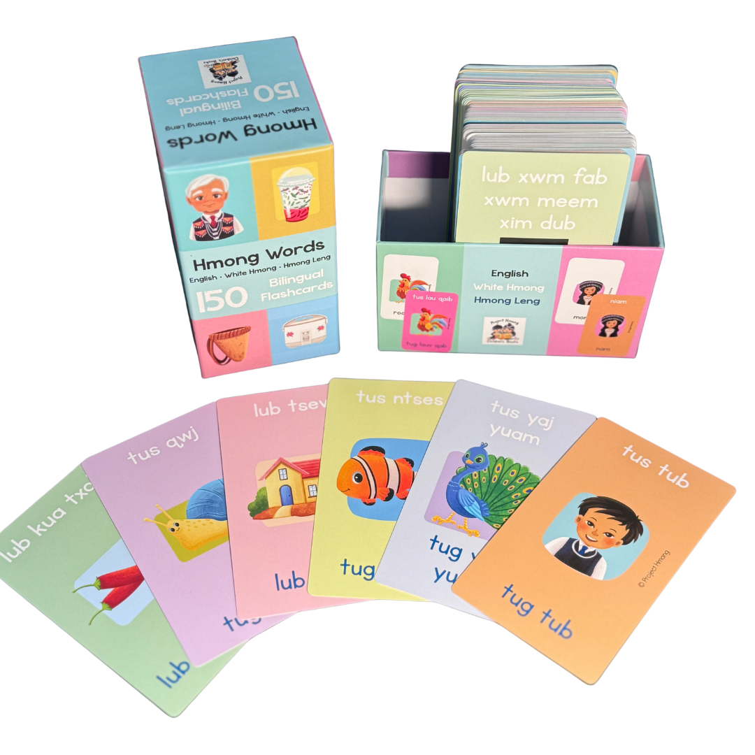 Bilingual Hmong Flashcards: Hmoob Dawb | Moob Lees | English