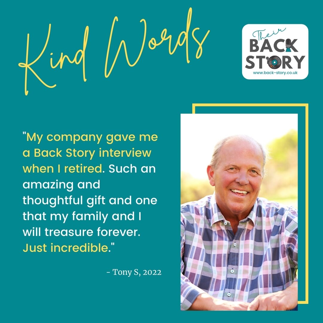 &quot;My company gave me a Back Story interview when I retired. Such an amazing and thoughtful gift and one that my family and I will treasure forever. Just incredible.&quot;
&mdash; Tony S, 2022
.
.
.
#lifestory #backstory #whatisyourstory? #everyon