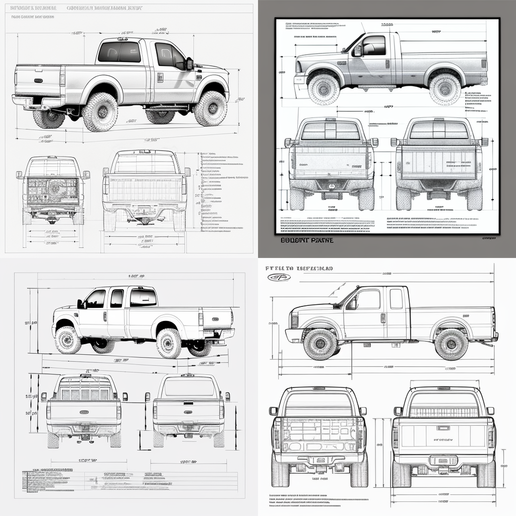 Ford F-250 mechanical drawing layouts