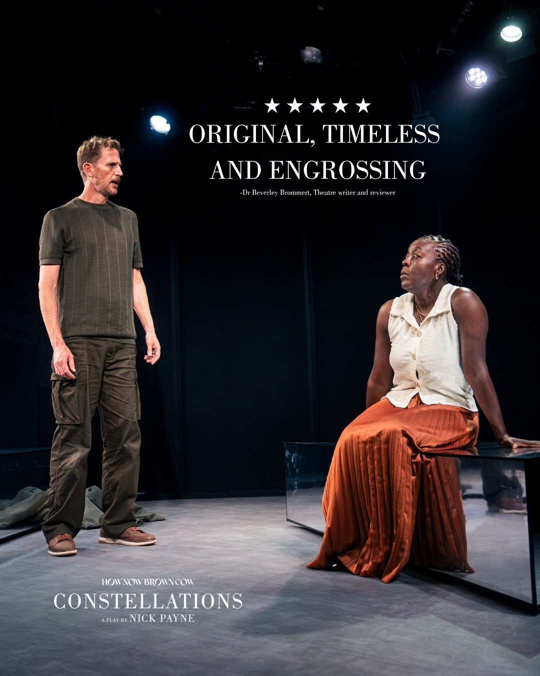 What an extraordinary opening weekend for Constellations at The Baxter Theatre. ✨

Reviews are flowing in, and we are honoured by Dr Beverley Brommert&rsquo;s words, describing the production as &ldquo;drama of the highest order&rdquo; and ending wit