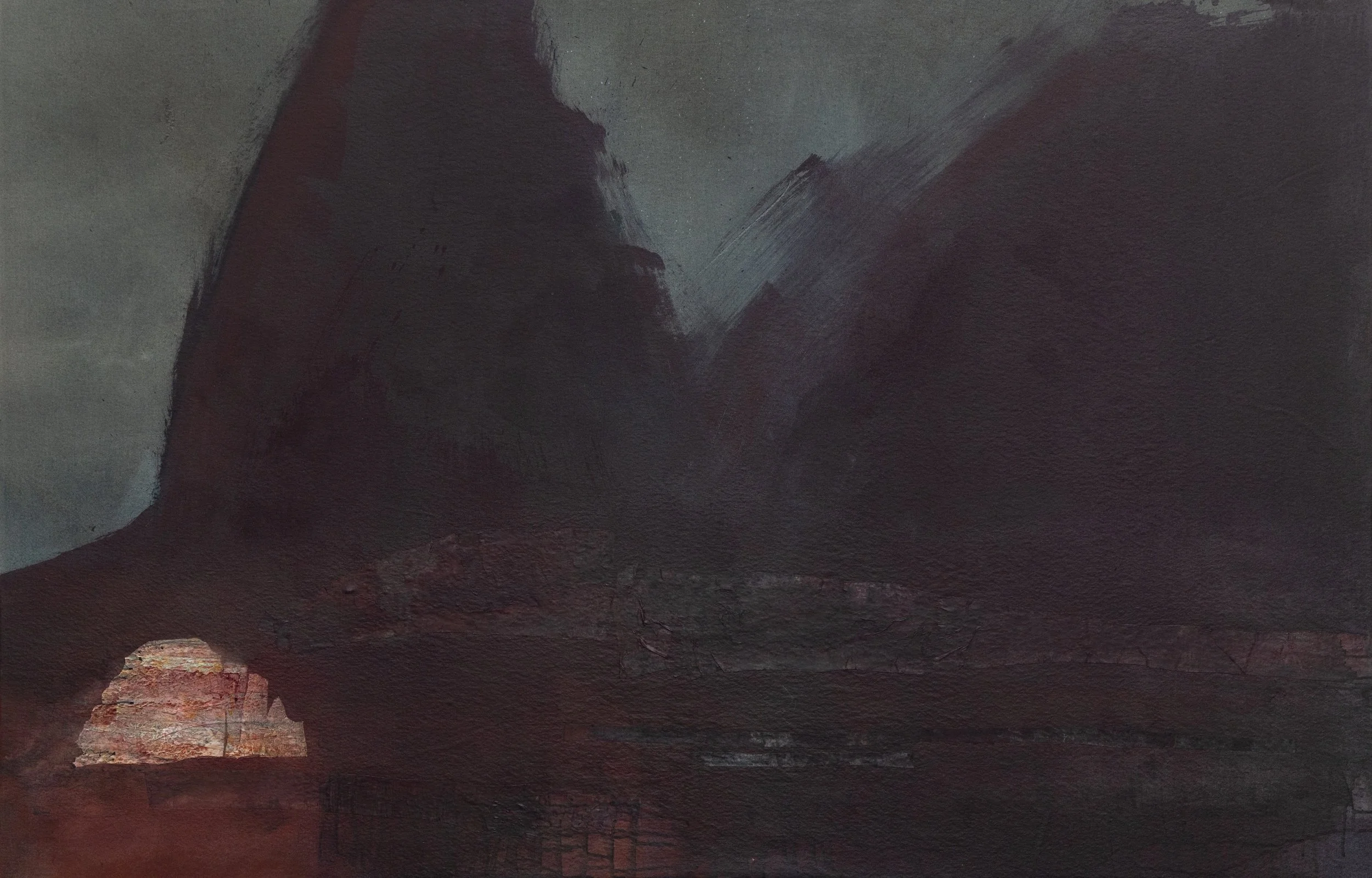 The weight of distant ground |Acrylic and paper collage on canvas
