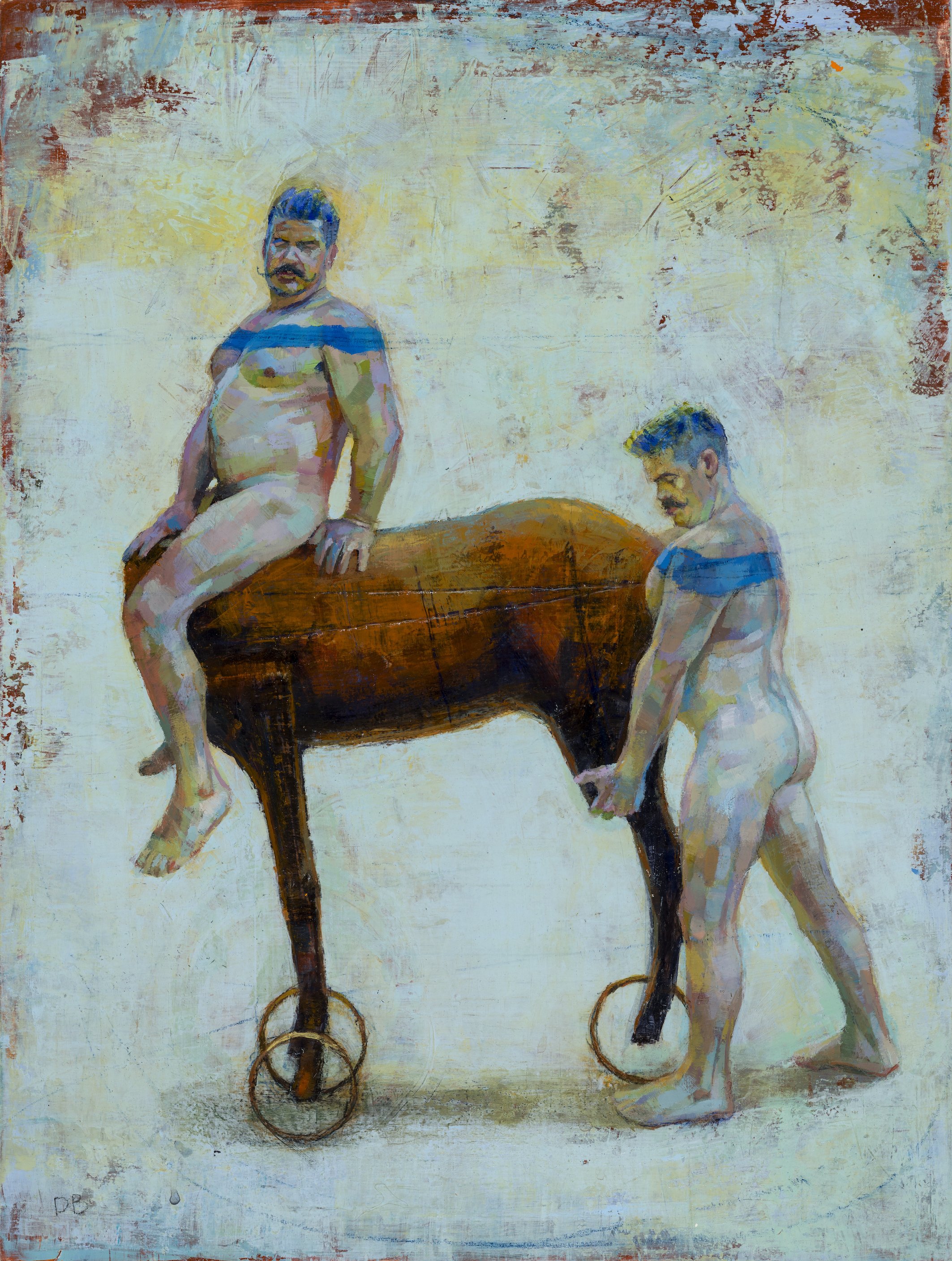 Cheval de bois et saltimbanques VII, 2022, acrylic on panel, 16 x 12” medium.jpeg