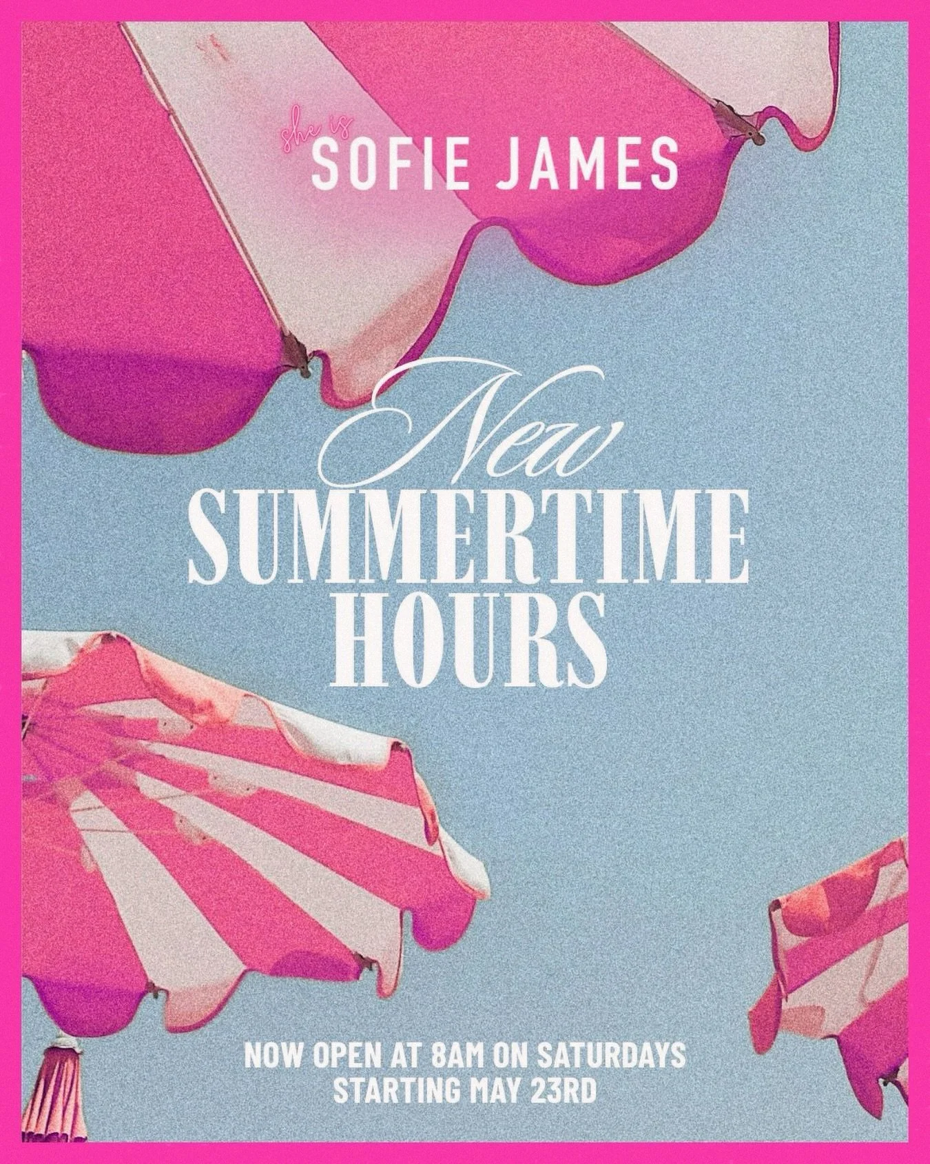 NEW 👙🌊☀️ Now offering earlier hours on Saturdays for the ✨SUMMER✨ starting MAY 23!