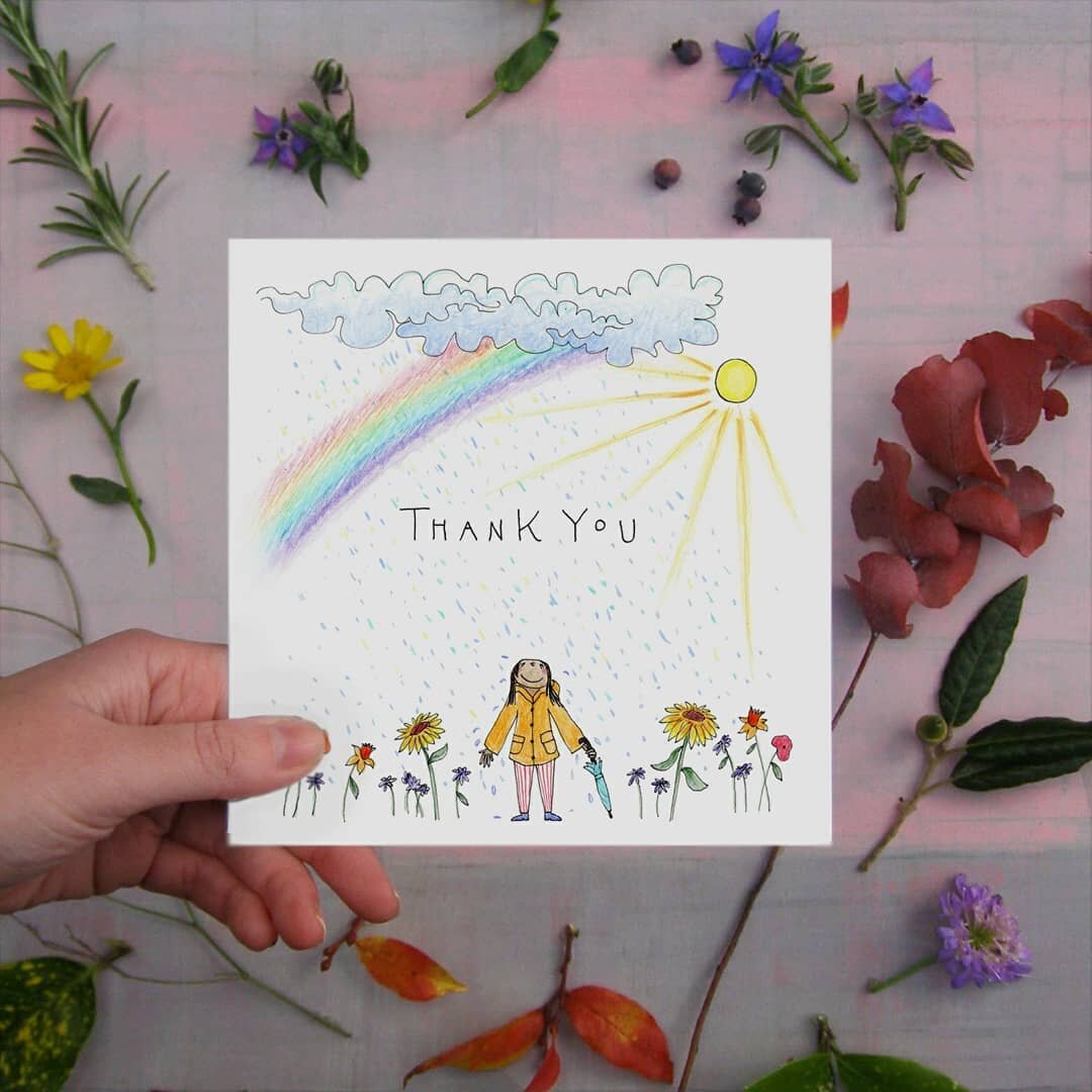 Only the second ever Thank You card to be added to the Cara Luna Designs website! Definitely feeling the need for this, considering all the ways in which we've been forced to take stock over the past year, to consider the things we're grateful for, b