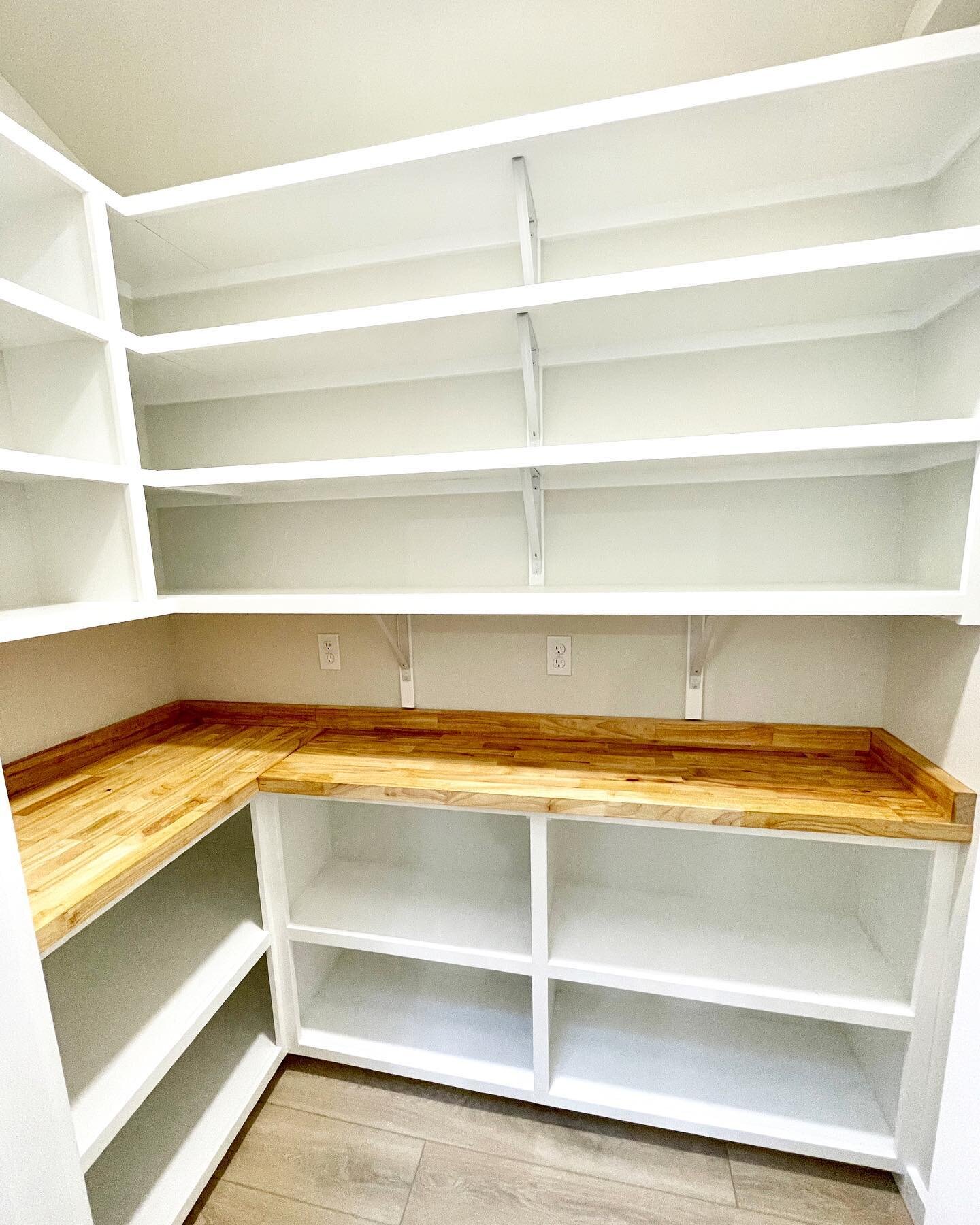 New walk-in pantry with a countertop to store and use your small appliances and storage for days 🔥 

#walkinpantry #websterconstruction #idahoremodel #boise #pantry #thisisboise #storage
