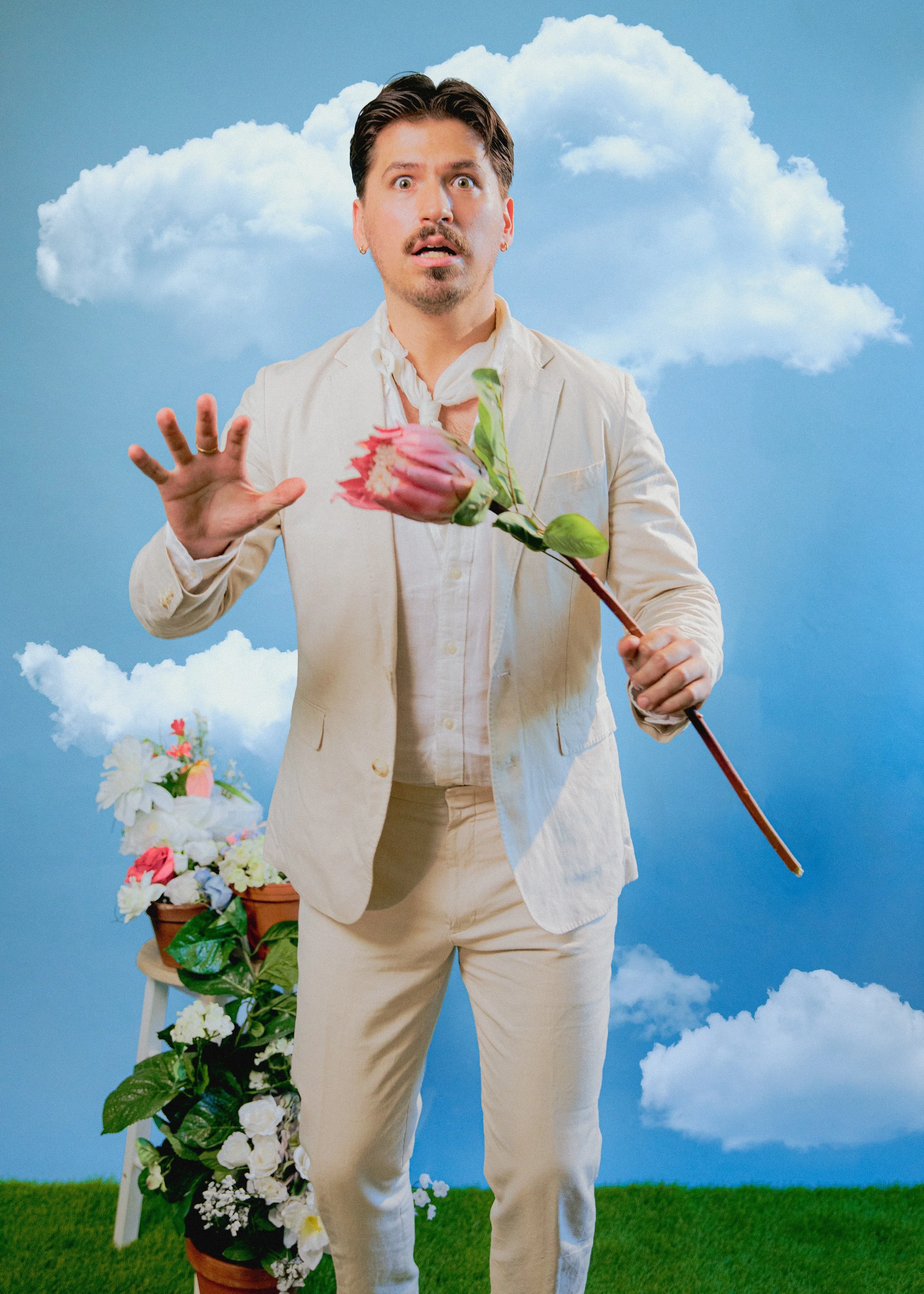 Rafael as John Worthing in "E*RNEST," 2026. Promotional photo by  Michael Izquierdo.