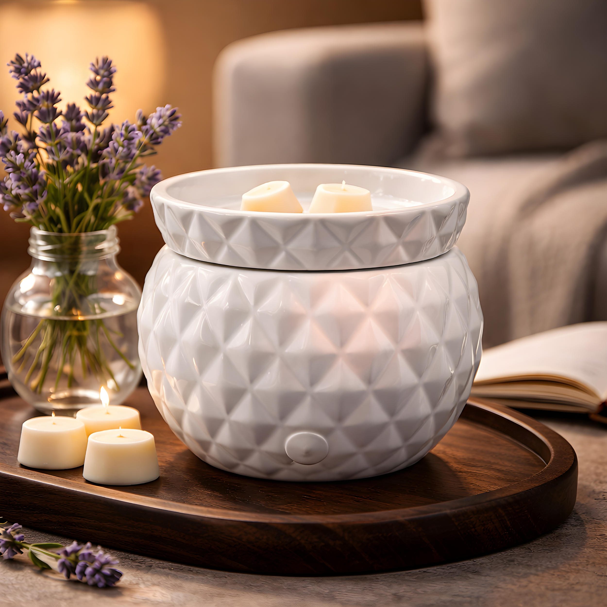 Diamond Pattern Ceramic Wax Warmer