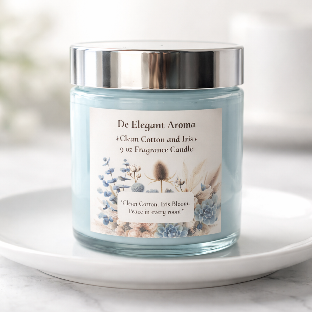 De Elegant Aroma Clean Cotton and Iris Candle