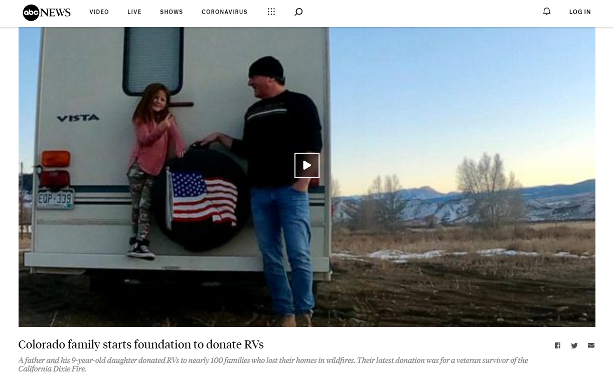ABC NEWS : Colorado family starts foundation to donate RVs