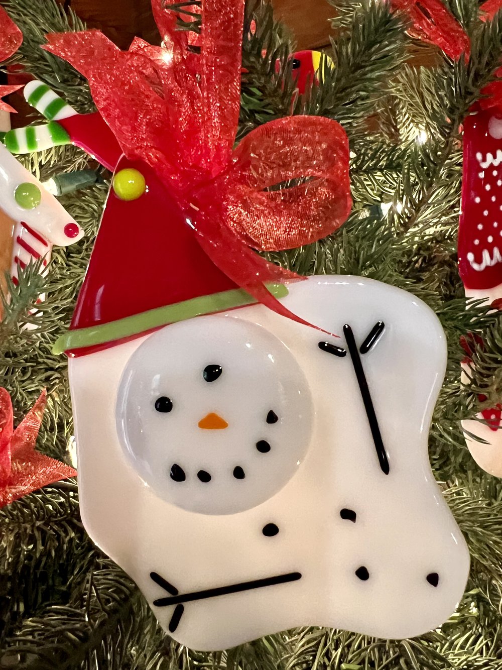 Melting Snowman Ornament with Red Hat — WITS END DESIGNS