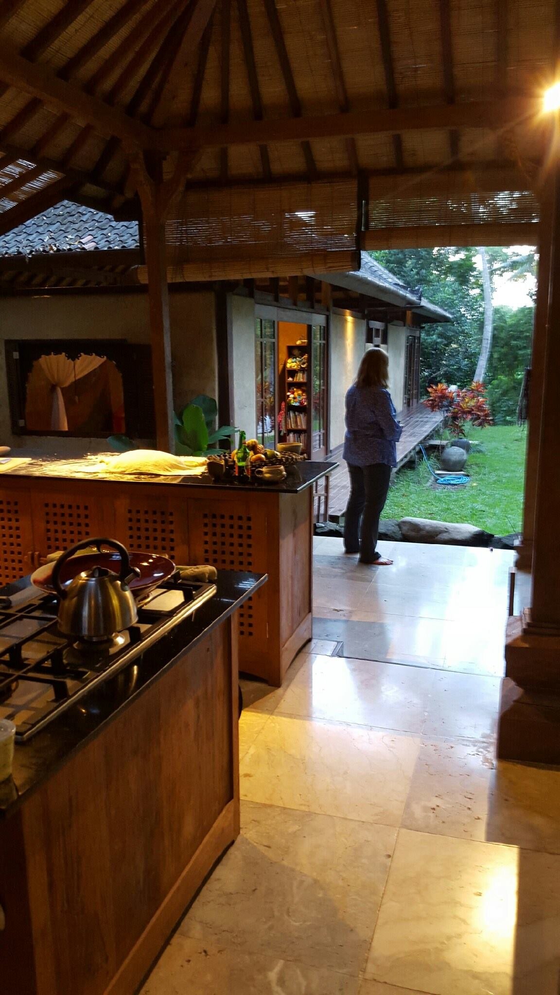 a home in Ubud, Bali with roller blinds for rain and privacy