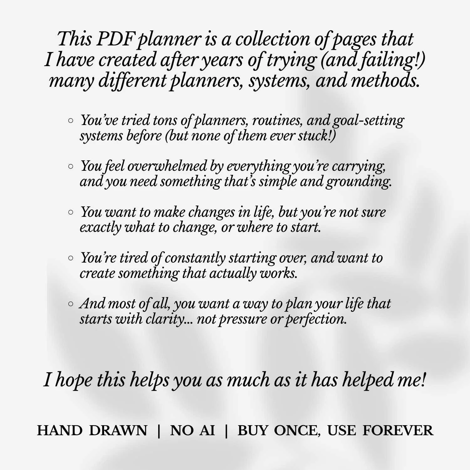 Intentional Life Planner printable PDF designed for women who feel overwhelmed, have tried multiple planners, and want a simple, clarity-first planning system