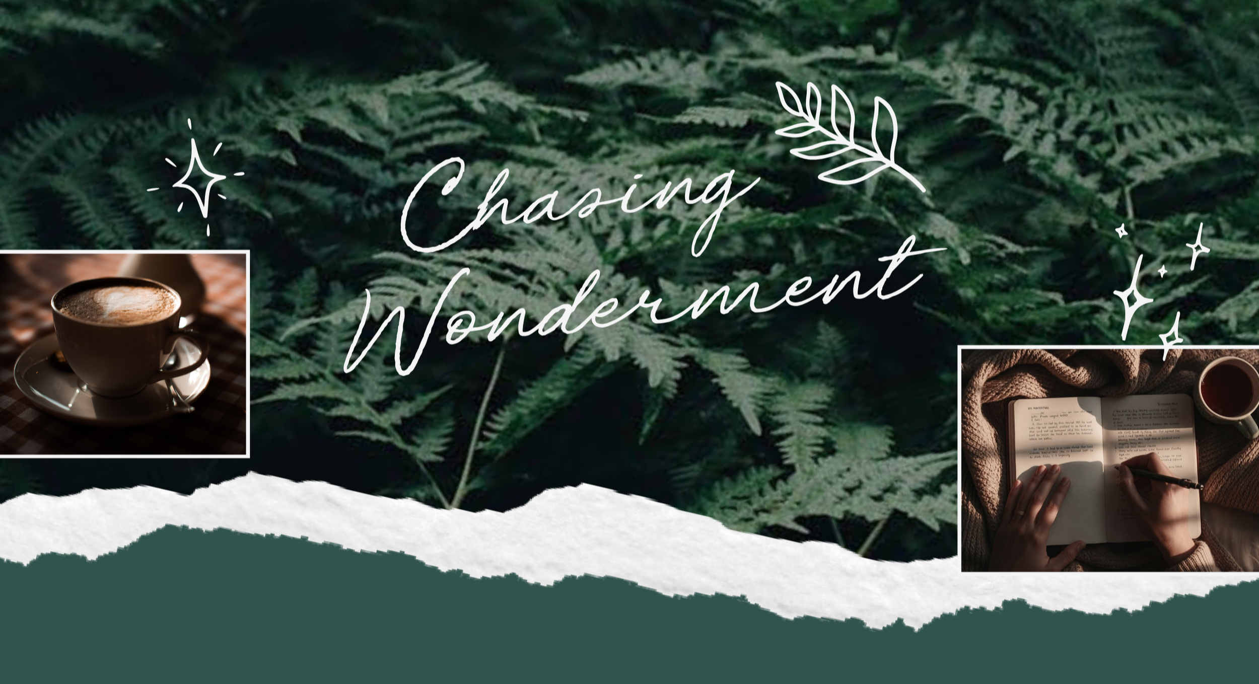New Chasing Wonderment website header design featuring updated branding, warm tones, and a cozy-adventure aesthetic