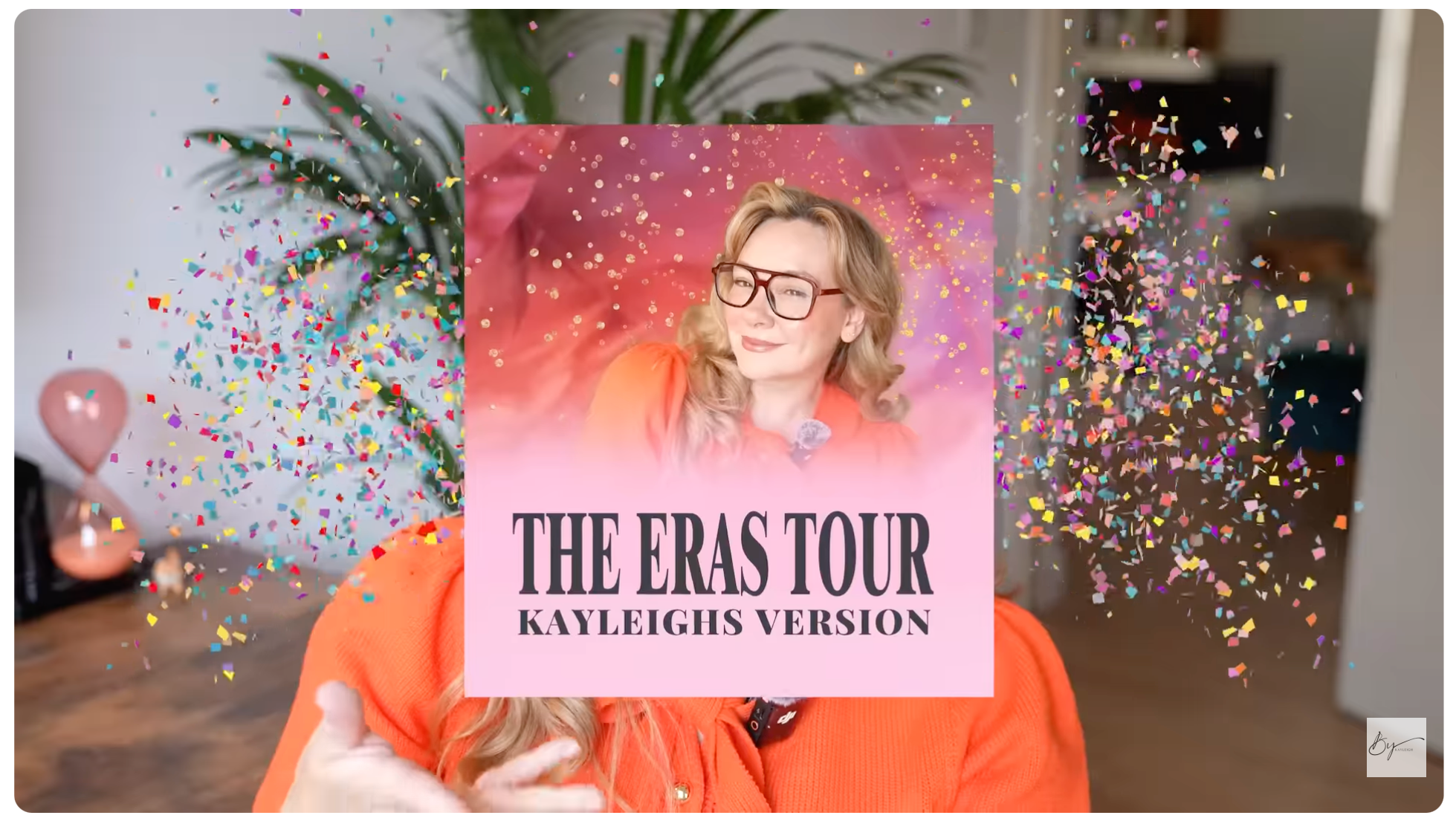 Screenshot of The Era’s Tour YouTube series by Kayleigh, showcasing a creative rebrand inspired by Taylor Swift albums