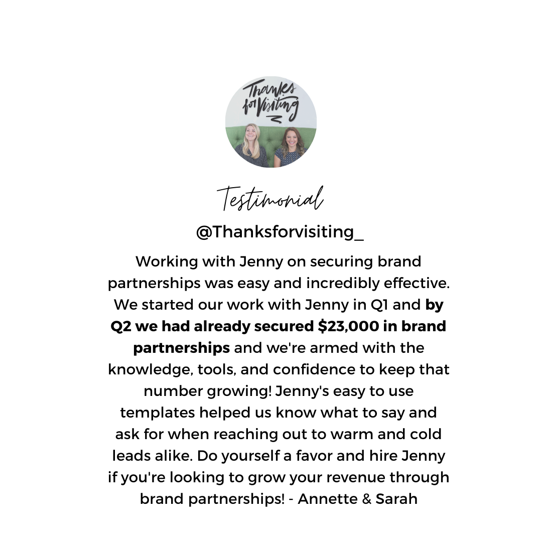 Thanks for Visiting Client Testimonial Brand Partnerships Starter Bundle