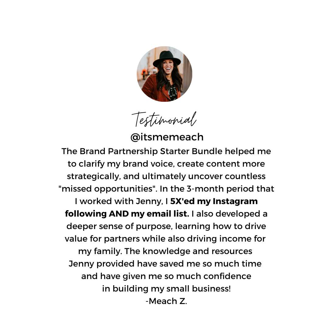 Its Me Meach Client Testimonial Brand Partnerships Starter Bundle
