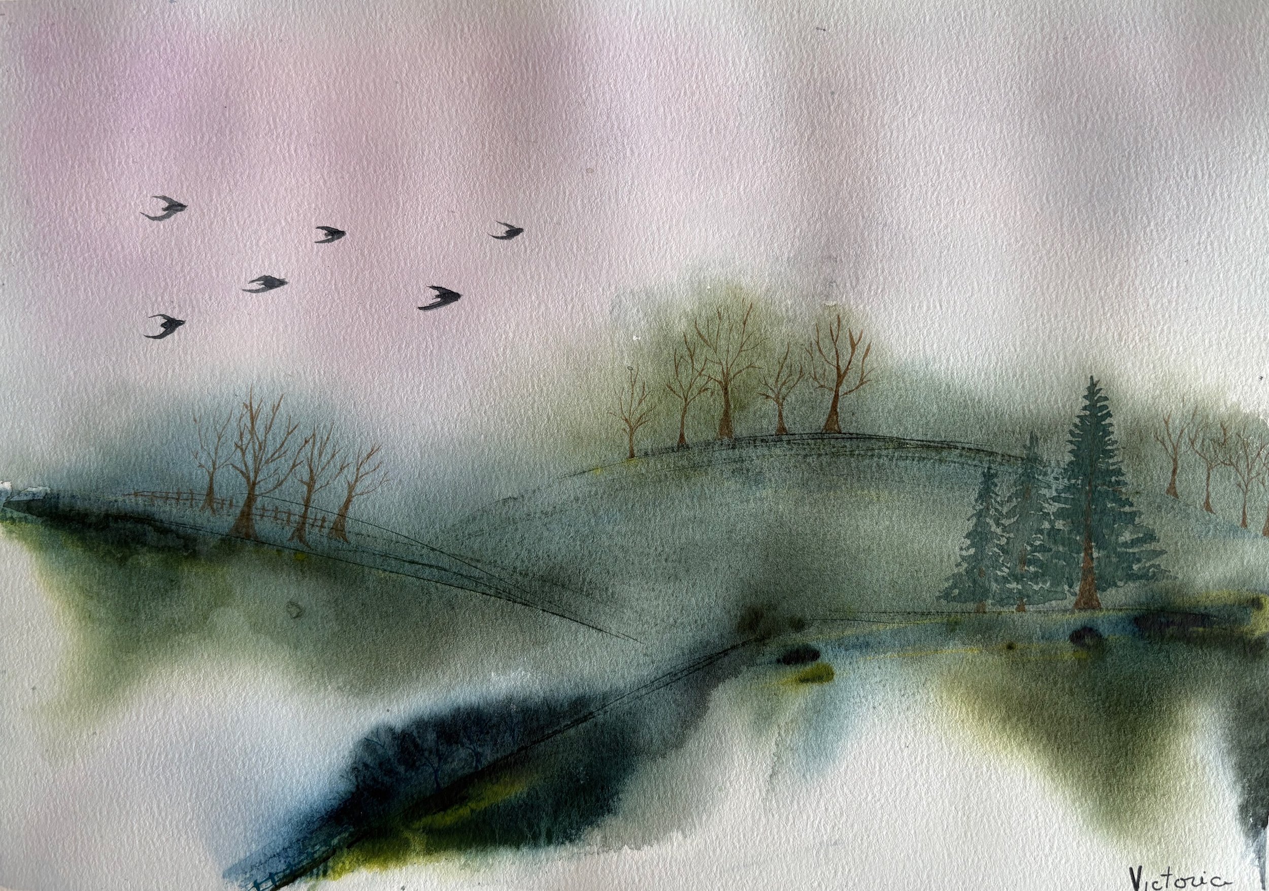 Zborul rândunelelor. 29x38 cm