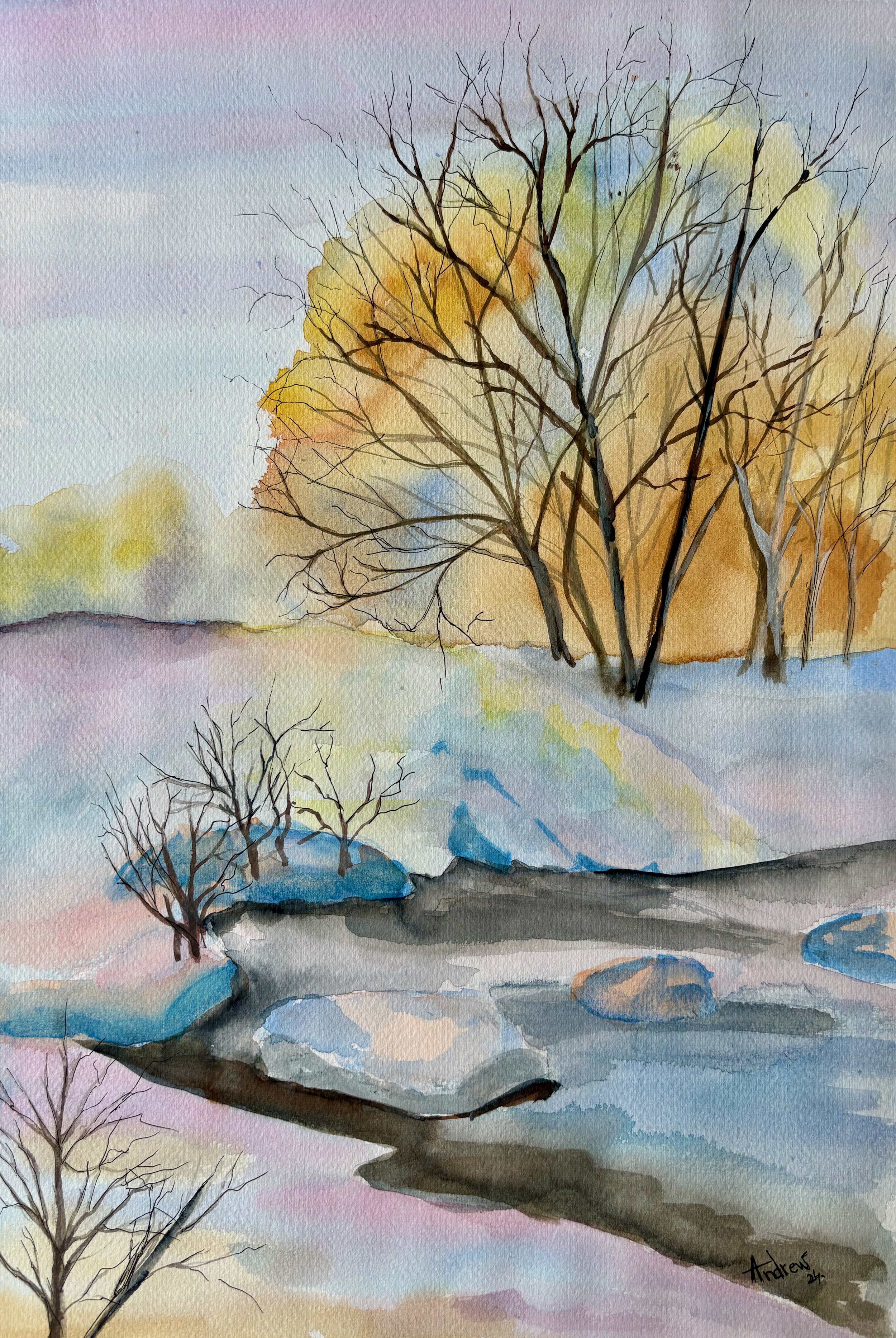 Andrew :Liniștea iernii 32x46 cm.jpeg