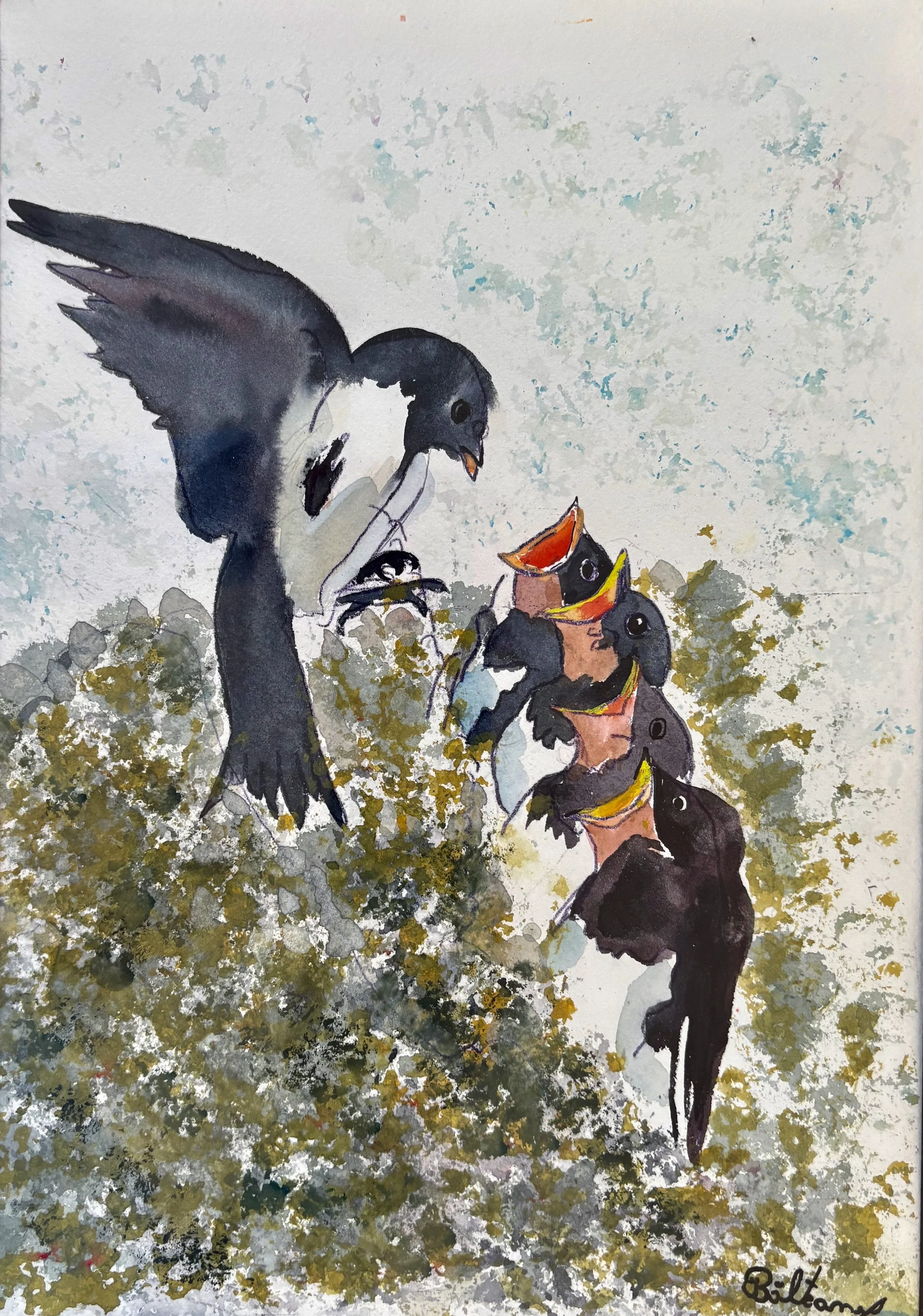 Mama cu puii 22x32 cm