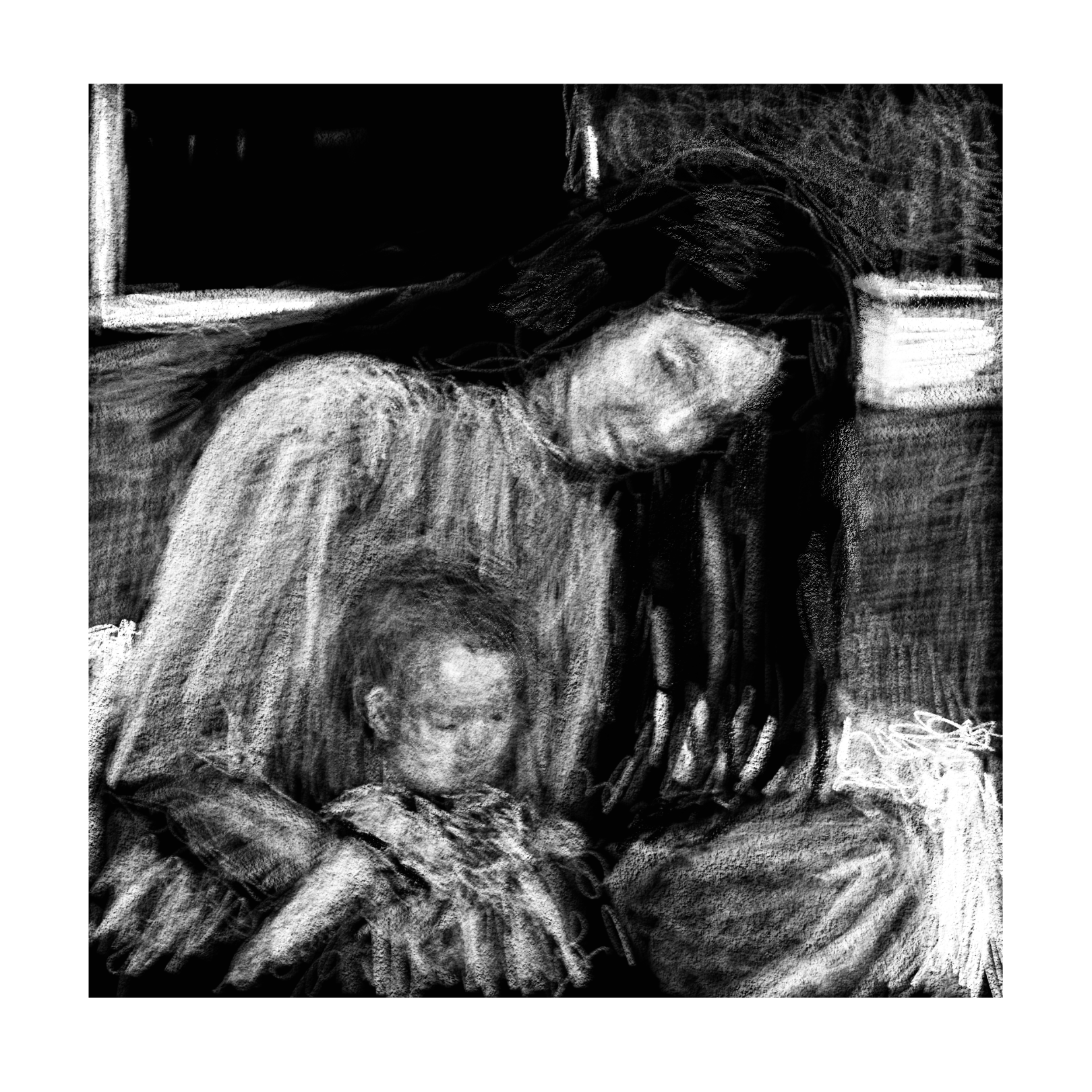 Lana with Cassie 8" X 10" digital drawing limited edition archival pigment print; July 2026 $75