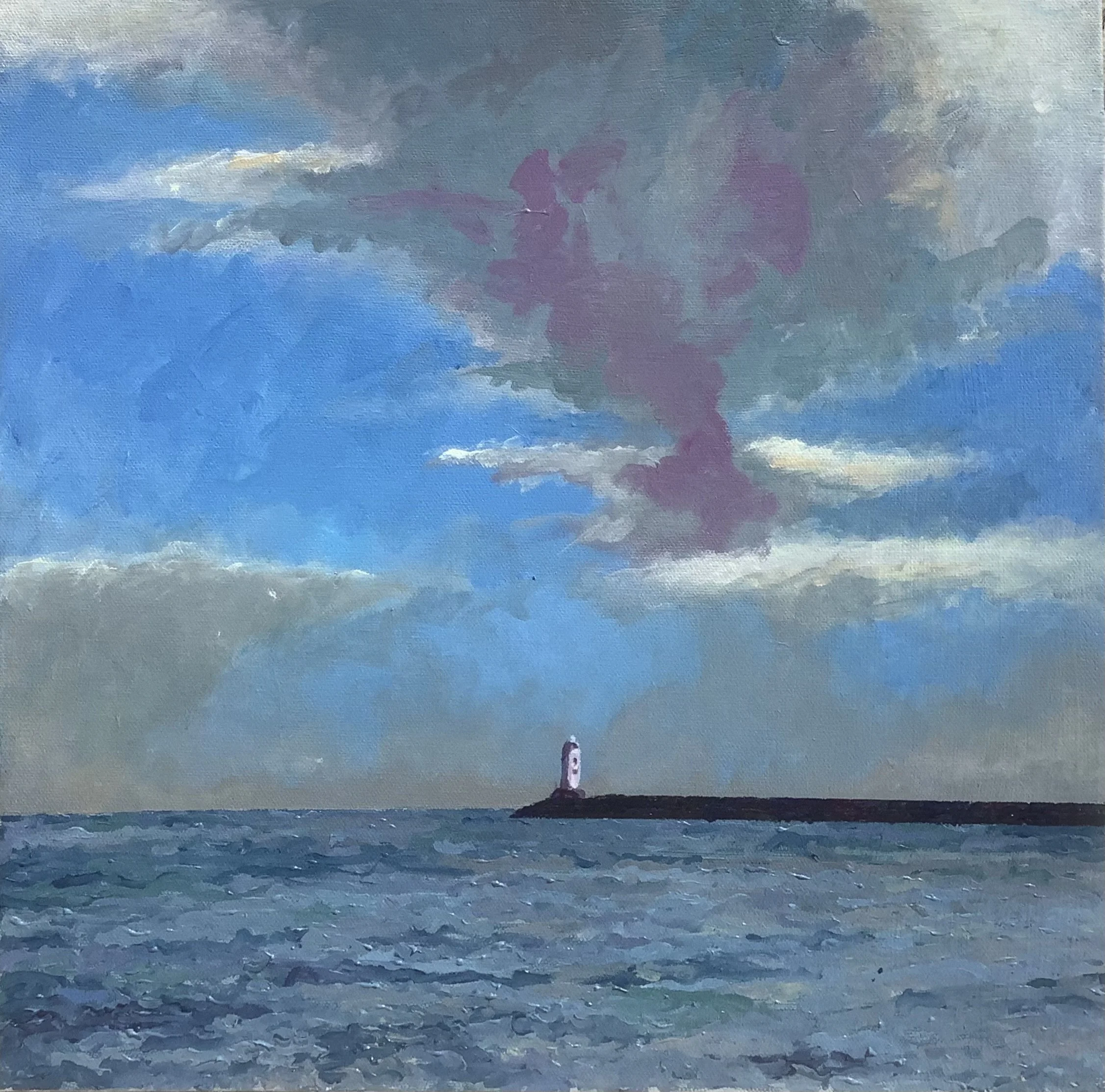 'Angel's Gate Lighthouse" 16"x16" acrylic on canvas April 2026  $500