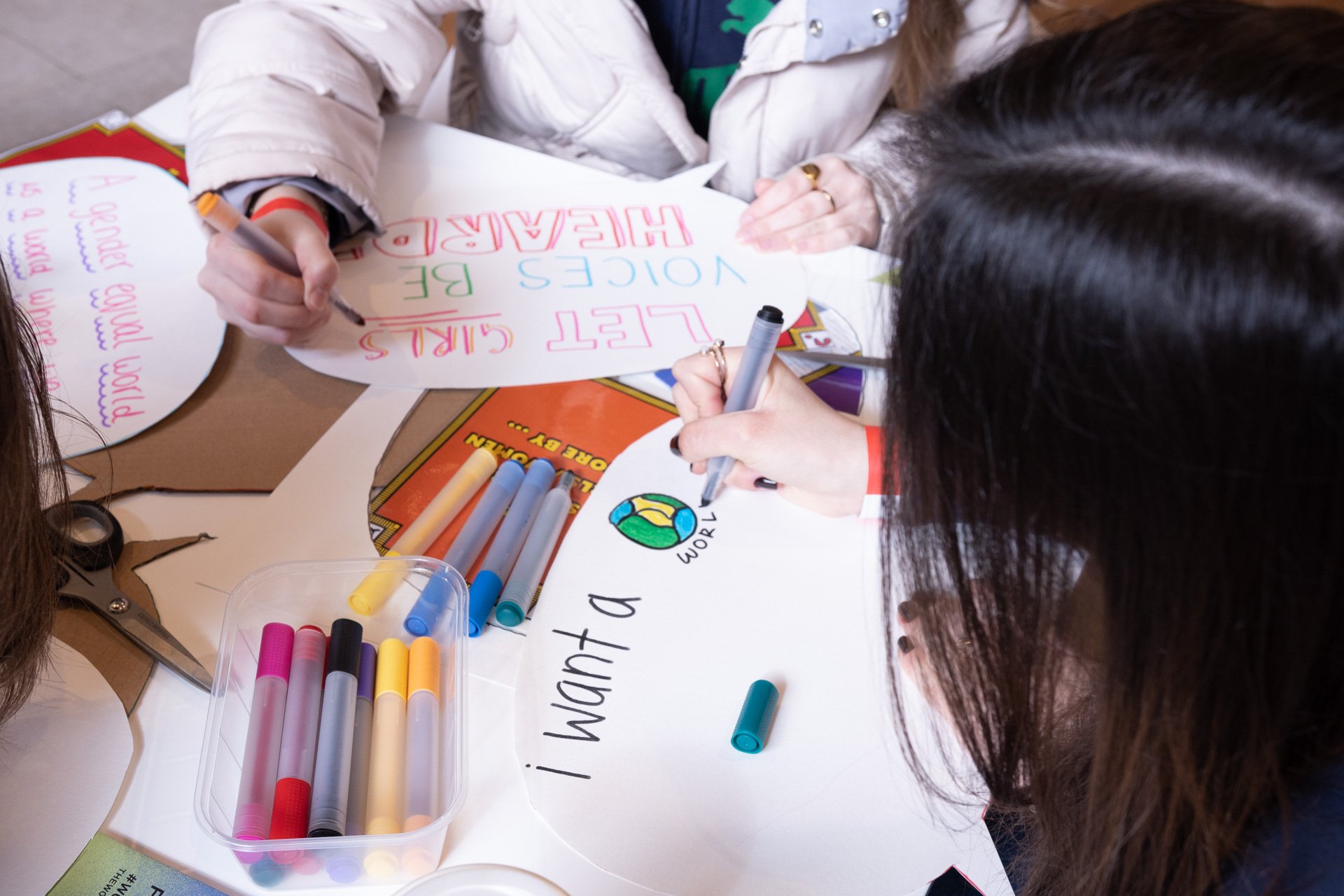  Workshop and stall design for the ‘23 WOW festival changemakers’ stall at Southbank centre. I created activities for both children and adults to imagine what a gender equal future could look like, including prompt cards. I also designed and painted 