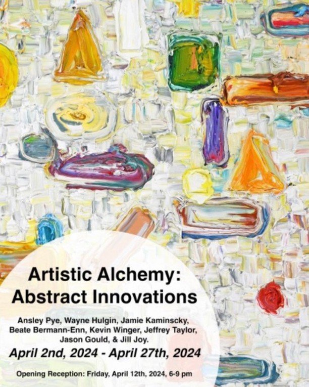 Abstract Alchemy continues in the gallery. Curated by The Studio Door's studio artist Kevin Winger, the gallery places the spotlight on 8 abstract innovators. Abstract art emerged in the late 19th and early 20th centuries as artists began to move awa