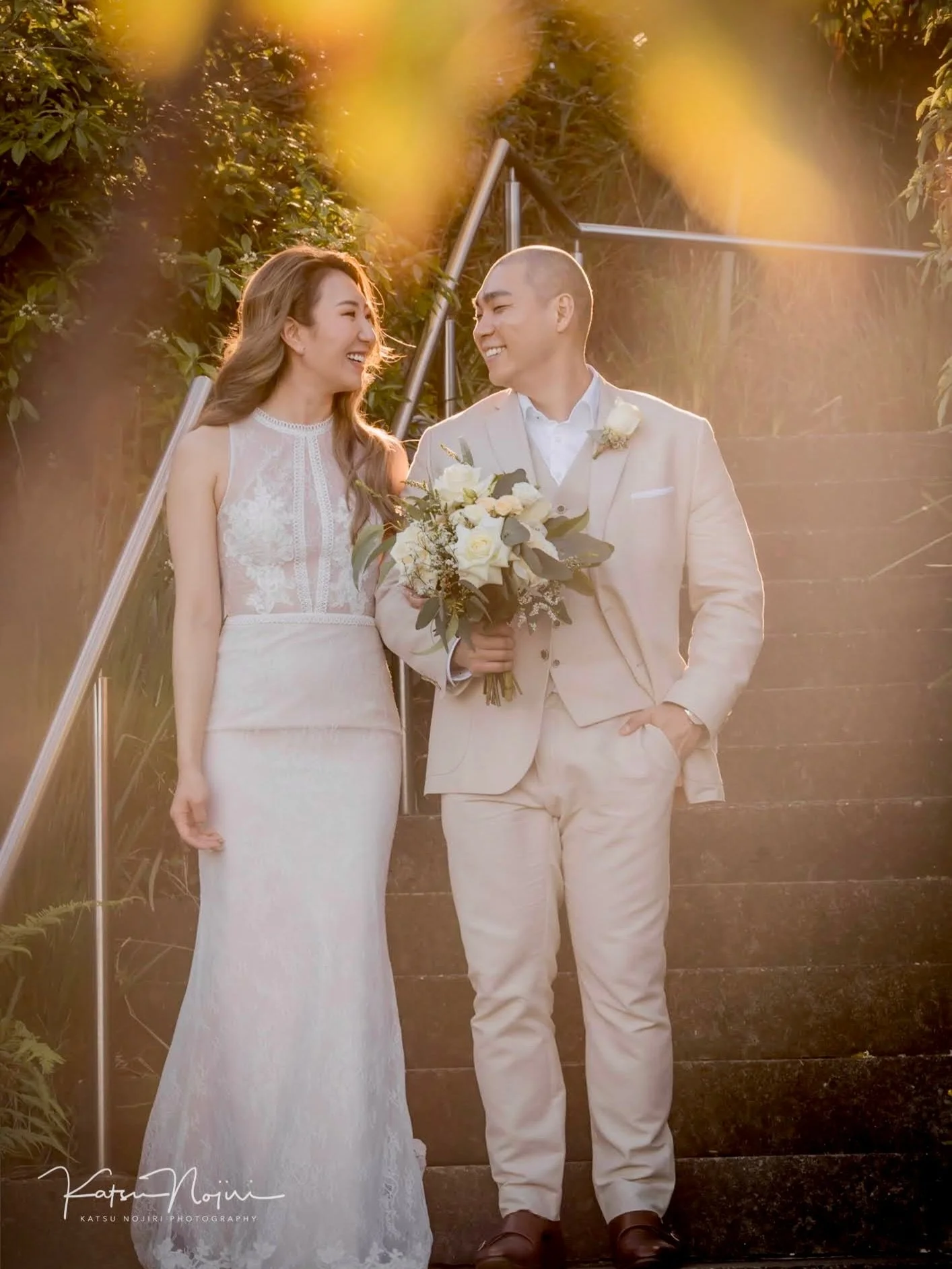 First pic or second pic or both? 🤔😜
. 
Two photos. Same couple. Same stairs at Gunners Barracks. Very different vibes 😌

This cute Korean couple absolutely nailed that golden-hour walk &mdash; soft light, relaxed smiles, zero posing stress (my fav