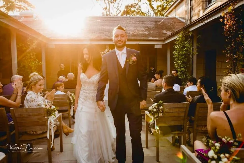 That just-married walk, with the last light doing its thing ✨

Autumn / winter sunsets at Gunners Barracks hit differently &mdash; softer, warmer, and just enough glow to make everything feel a little more cinematic. You can&rsquo;t plan light like t