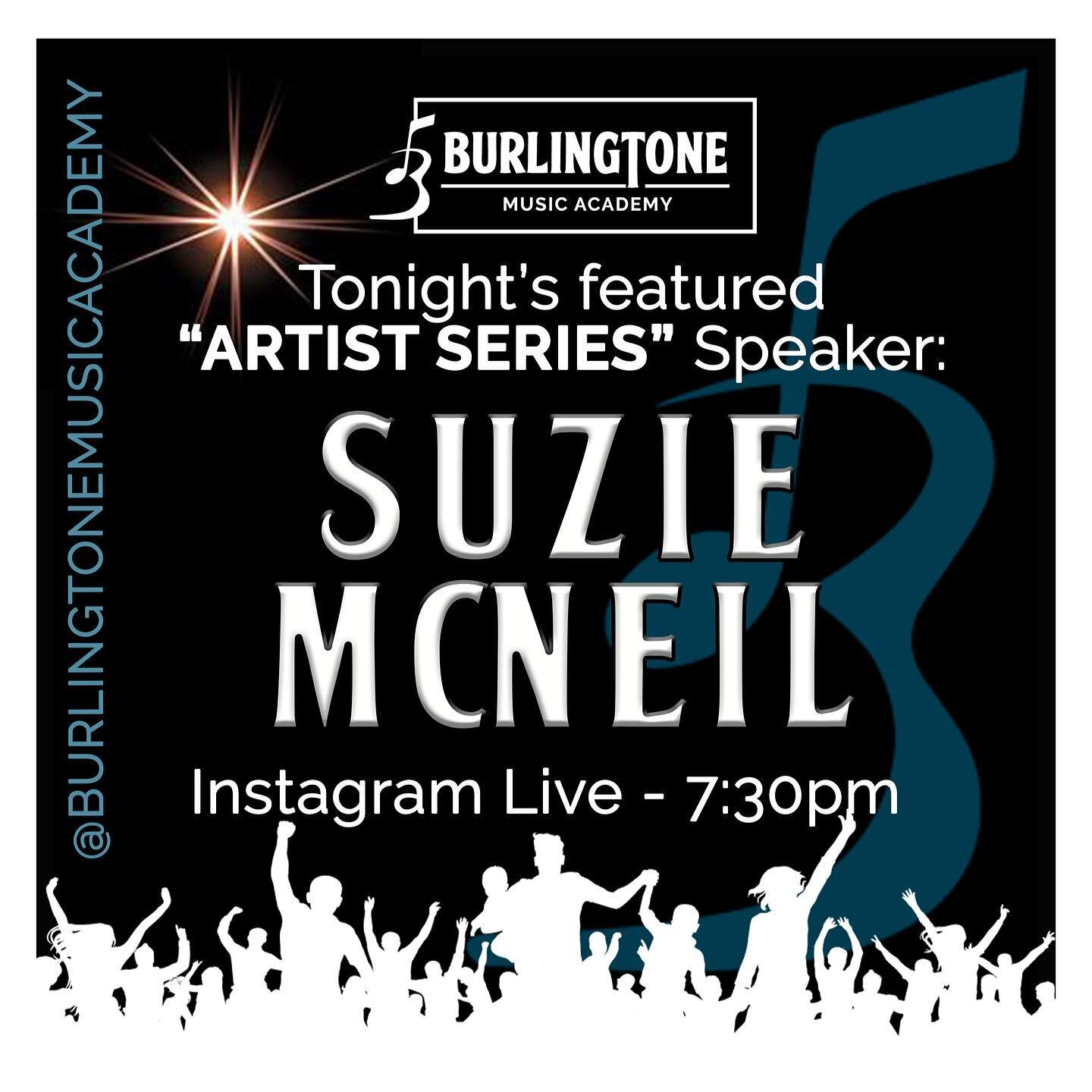 Tonight&rsquo;s #ArtistSeries featured speaker is our founder and resident instructor @thesuziemcneil ‼️
Join her tonight on our Instagram page LIVE at 7:30pm, where she will talk about her experience in the music business, as well as answer any ques
