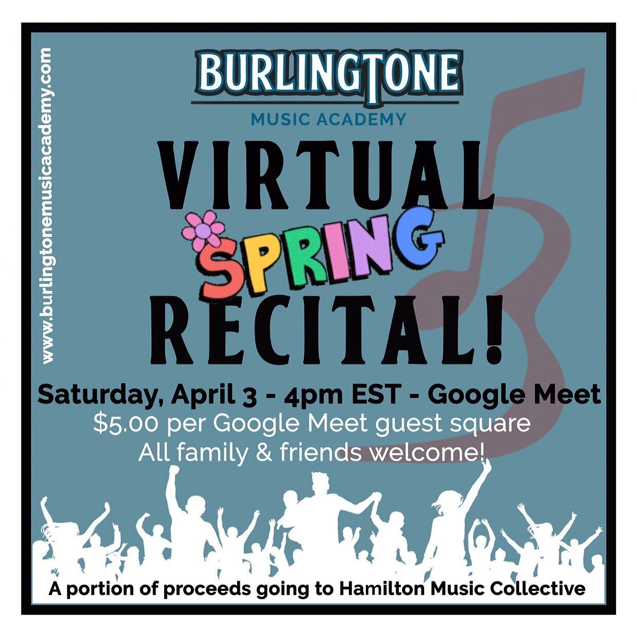 It&rsquo;s that time everyone!!! 
🌸🌷💐

Join us for our BURLINGTONE MUSIC SPRING RECITAL, where all of our students will have a chance to showcase their talents!
We will be entertained by piano, guitar, harmonica, ukulele &amp; singers galore! So f
