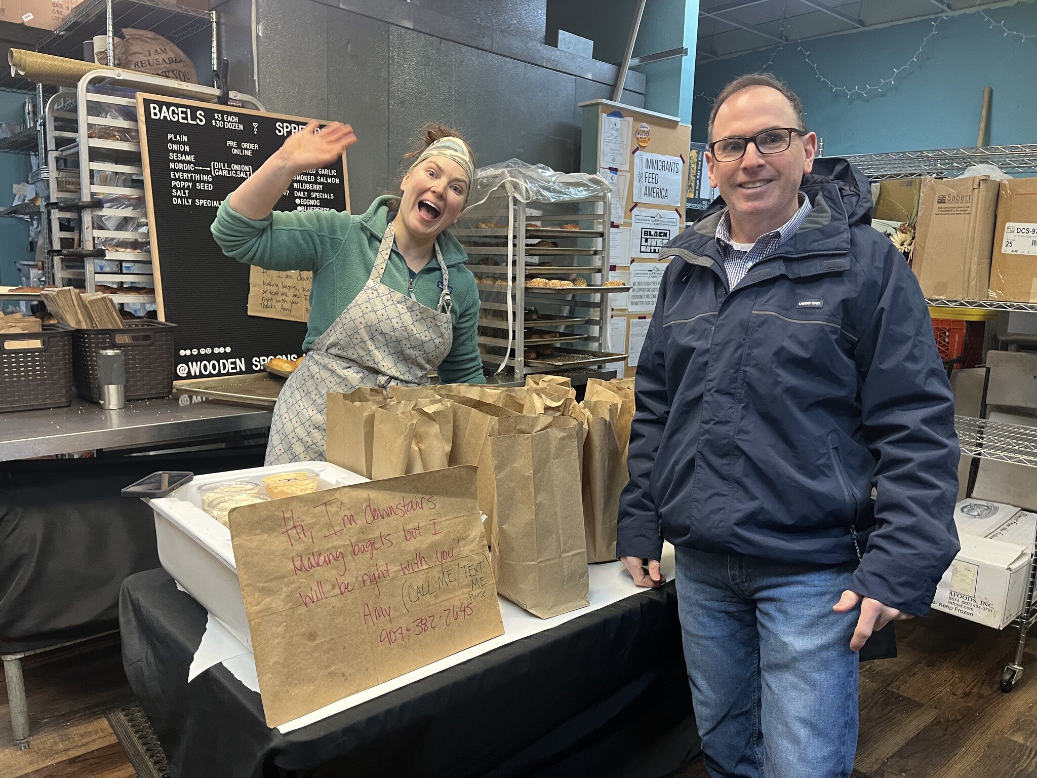 We LOVE having bagels in our Spenard neighborhood, across the street from The Nave, at Anchorage Commercial Kitchen! Details here: @woodenspoonsalaska 🥯
Known bagel-lover Mark Fineman, VP of Development at Cook Inlet Housing Authority, loves bagels 