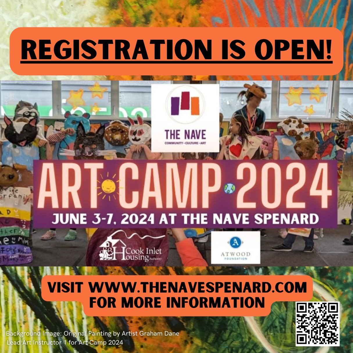 This is not a drill: ART CAMP 2024 REGISTRATION IS NOW OPEN!❤🎨

June 3-7, 2024: Local, professional artists Graham Dane and Candace Blas will lead campers ages 7-11 through art projects including (but not limited to) wearable art; painting; sketchin