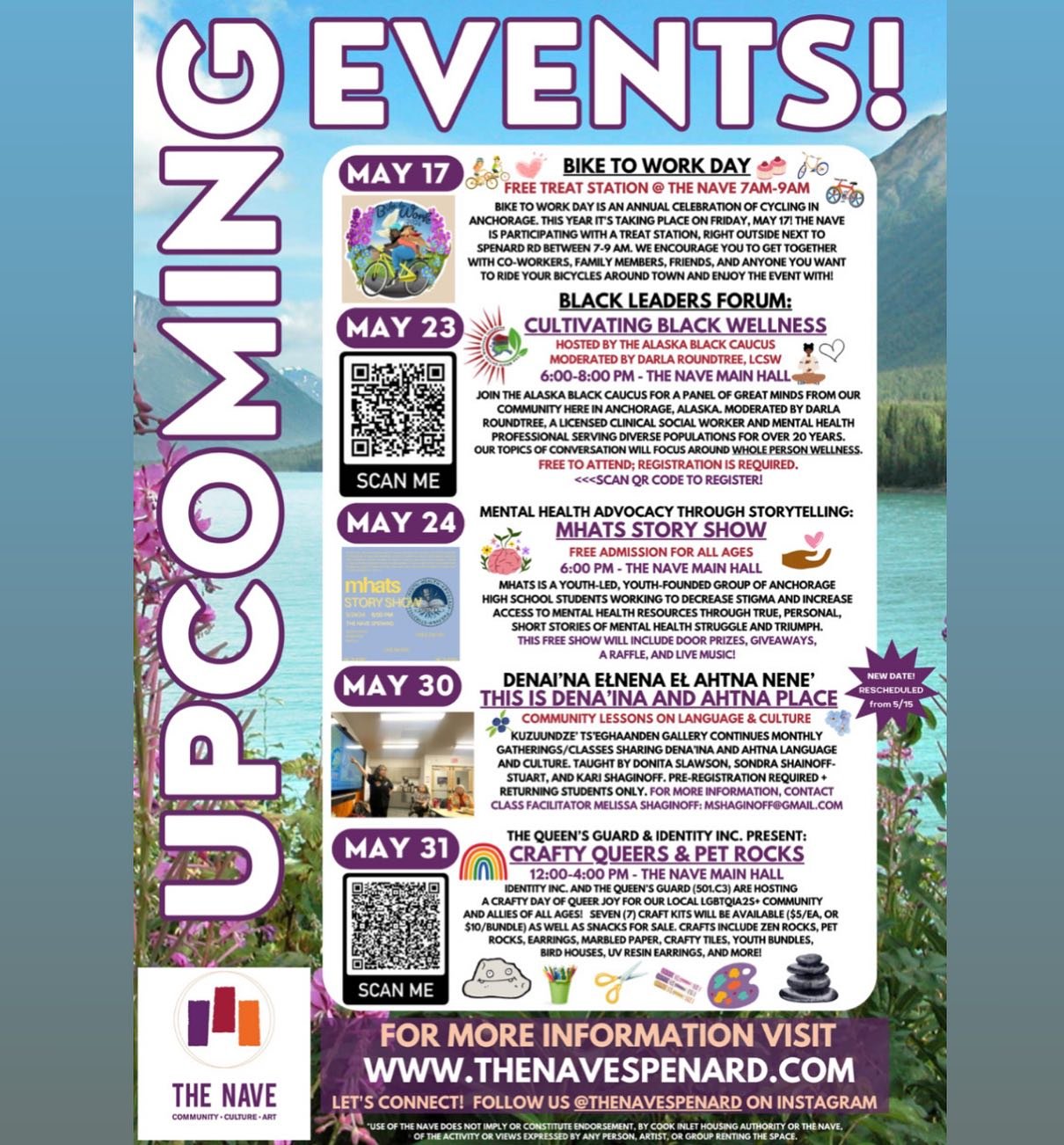 So many exciting activities coming up at The Nave in Spenard! Visit our website for a closer look at some of the Upcoming Events here in May. 🌷🌿🌼 
#LinkInBio #UpcomingEvents #weloveSpenard