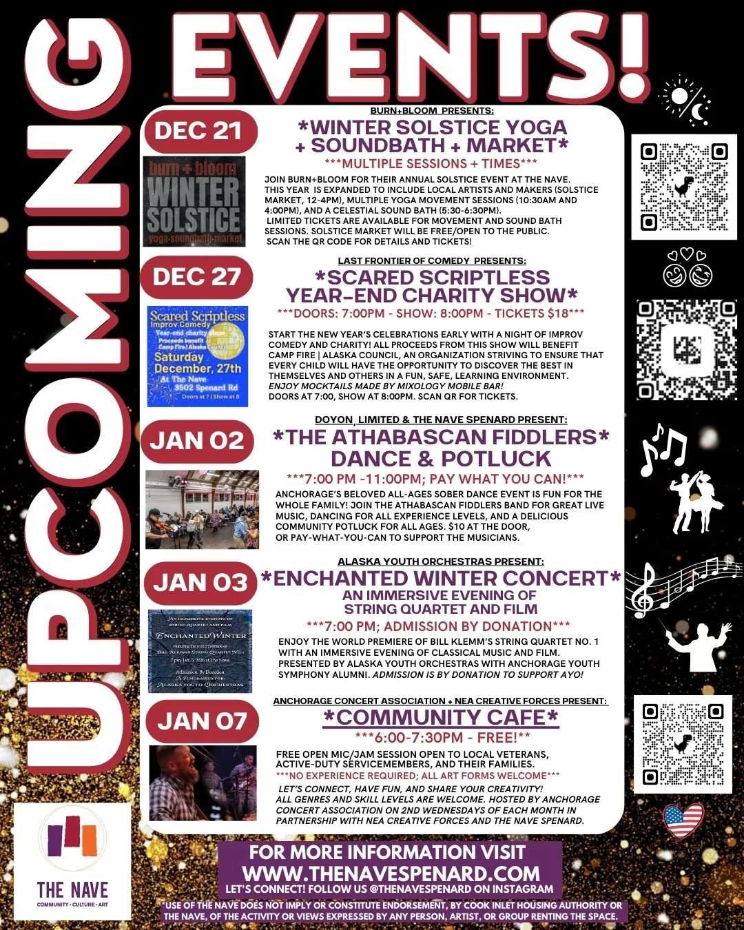 With the Winter Solstice and New Year just around the corner, our community gathers to celebrate. We hope you'll join us for these upcoming events at The Nave!

✨December 21, 2025 - "WINTER SOLSTICE YOGA + SOUNDBATH + MARKET" hosted by Burn