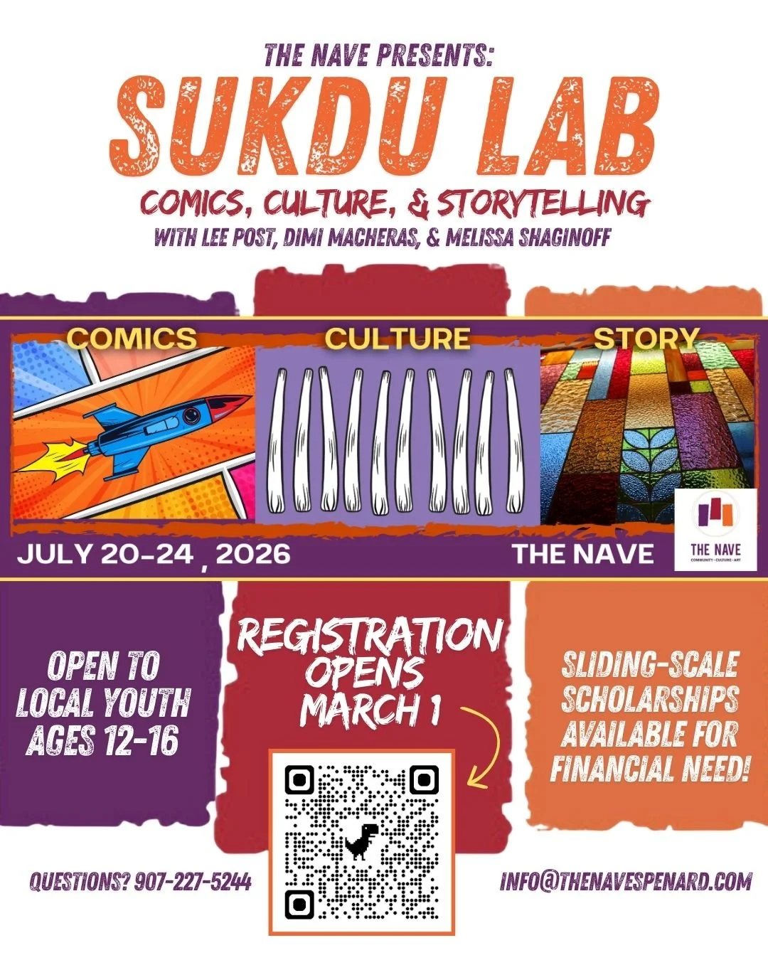 🎉The Nave is delighted to announce our brand-new Summer art program for youth ages 12-16! SUKDU LAB will be held July 20-24, 2026. 
✍&ldquo;Sukdu&rdquo; is the Dena&rsquo;ina word for &ldquo;Story.&rdquo; Our intention for SUKDU LAB is to inspire cr