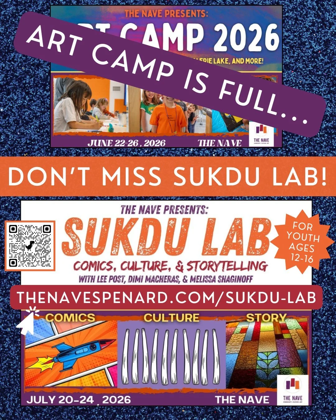 Art Camp is already full, but we still have room at SUKDU LAB for youth ages 12-16! Visit www.thenavespenard.com/sukdu-lab for registration, sliding scale scholarships, and program details.