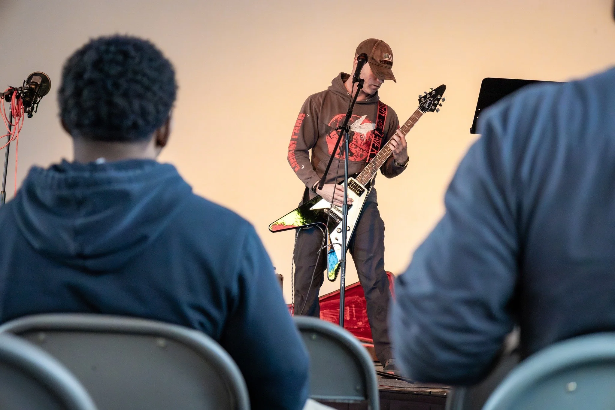 Join us tonight! Community Caf&eacute; is a monthly series at The Nave that brings our veteran, military, and music community together! An open mic-night, jam session, or welcoming place to share any of the ways you like to be creative, Community Caf