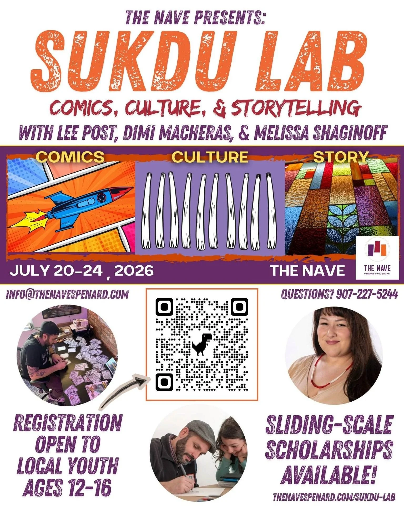 Time is running out to register for SUKDU Lab! Learn Dena'ina and Ahtna Language and Culture with Melissa Shaginoff, and Visual Storytelling and Comic Illustration with Lee Post and Dimi Macheras! All abilities and experience levels are welcome. Open