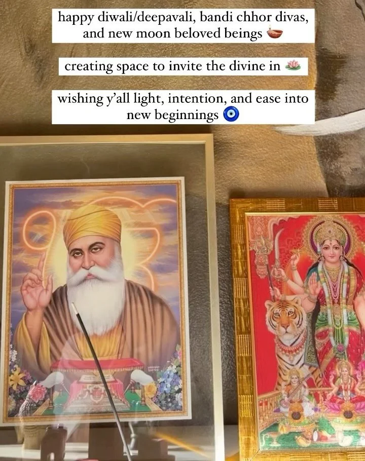 happy diwali/deepavali, bandi chhor divas, and new moon beloved beings 🪔

Wishing y&rsquo;all light, intention, and ease into new beginnings. 🧿

For folks that have been separated or estranged from their culture, family, motherland, practices due t