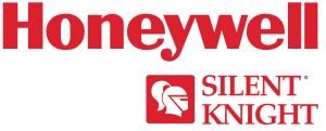 Honeywell Silent Knight logo with red text and a red emblem of a knight's helmet
