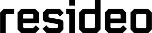 Close-up of black text reading 'resideo' on a white background.