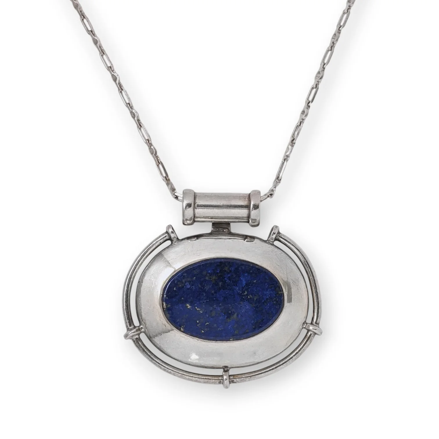 Oval Tube Bail Lapis Necklace