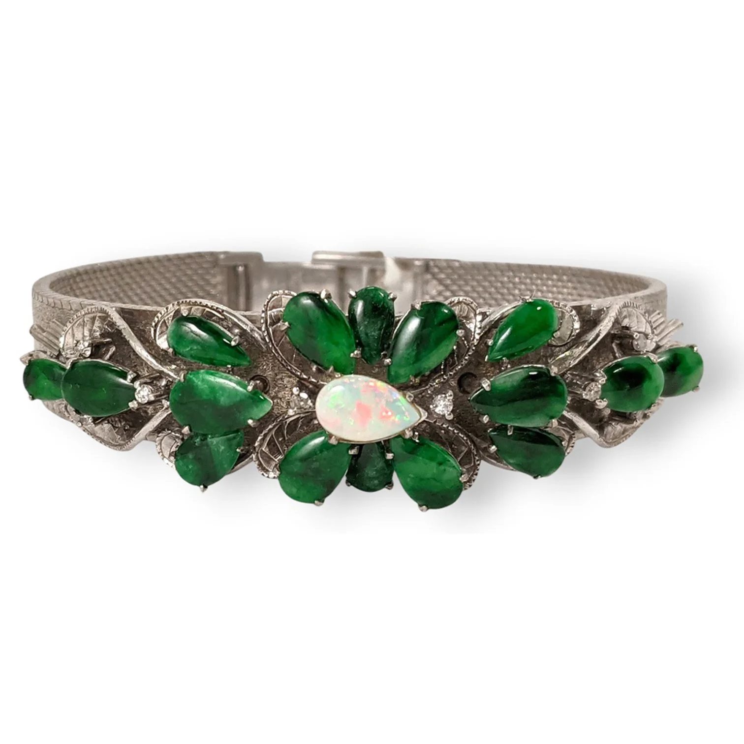Opal, Jade, and Diamond Bracelet