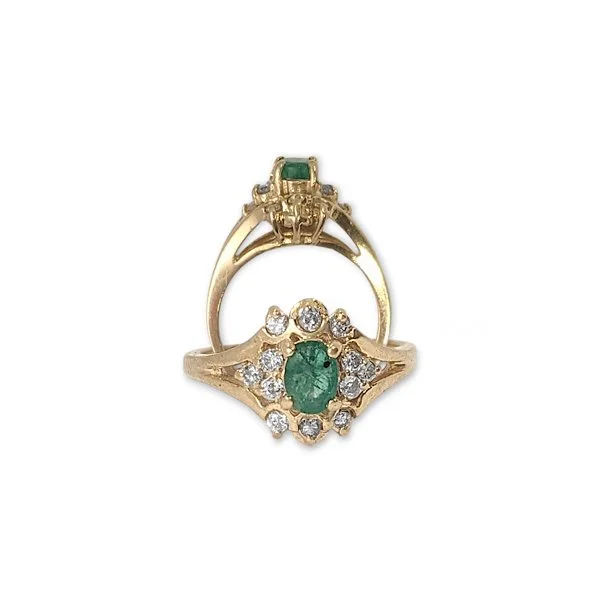 Emerald and Diamond Cluster Ring