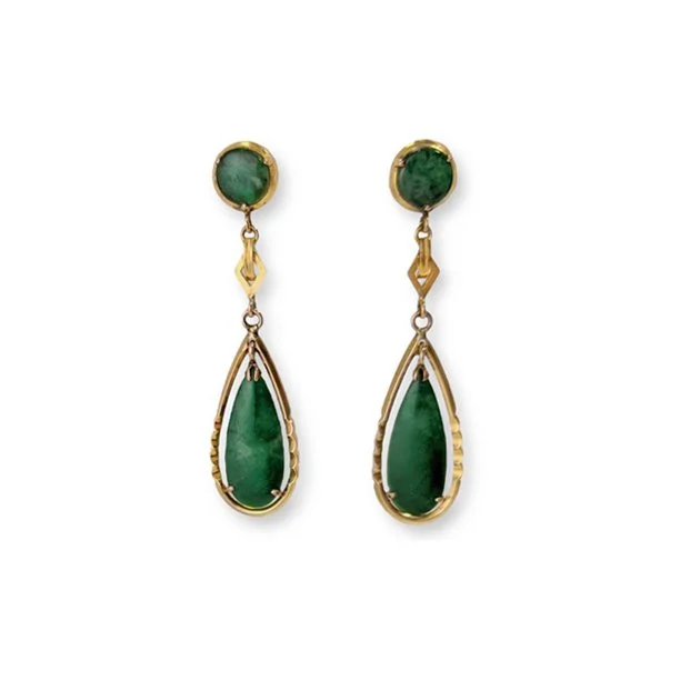 Teardrop Jade Dangle Earrings